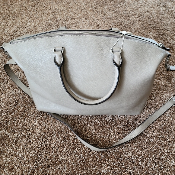 Tory Burch French Gray Leather Satchel with Shoulder Strap NWOT - Picture 4 of 9